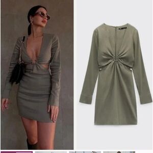 Zara Olive Long Sleeve Dress